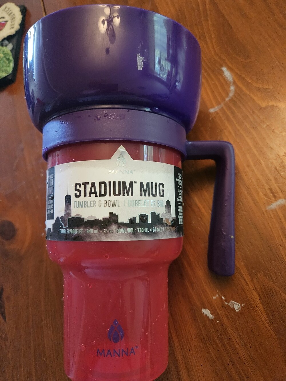 Nwt Manna Two-Tone Stadium Mug - Purple Bowl with Red Tumbler